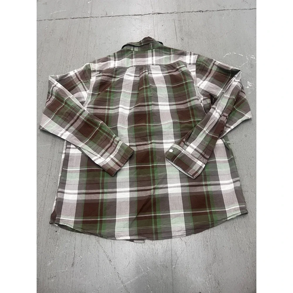 The North Face Shirt Mens Large Brown Green Plaid Long Sleeve Button Up Formal